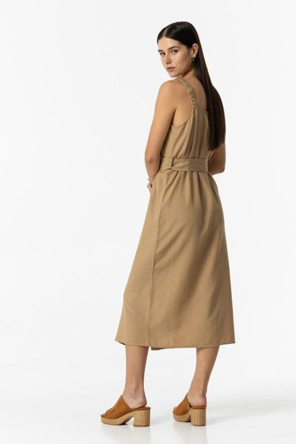 Tiffosi Vestido midi de linho com cinto cru