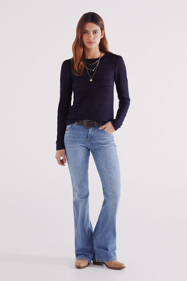 Springfield Camiseta estructura crochet azul