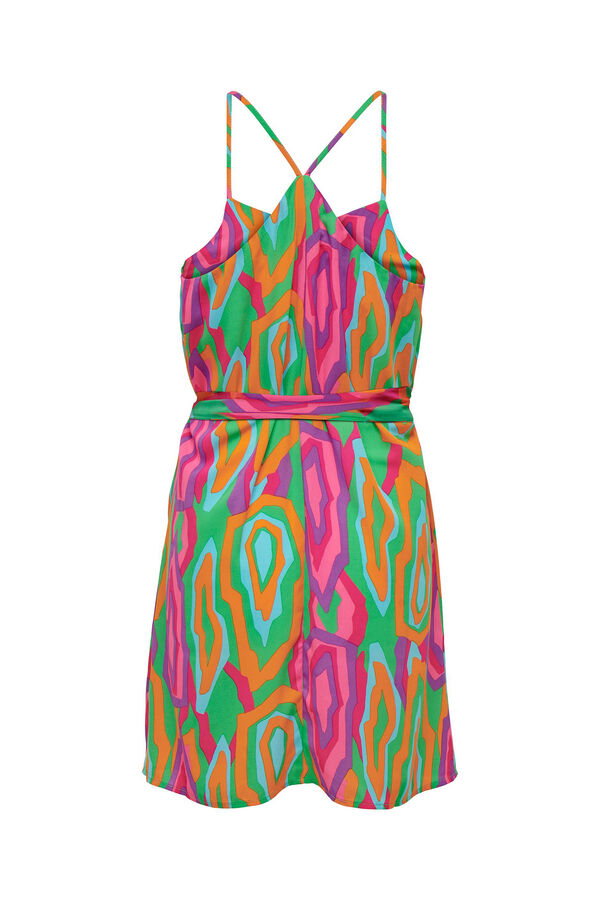 Only Vestido curto al&ccedil;as estampado verde