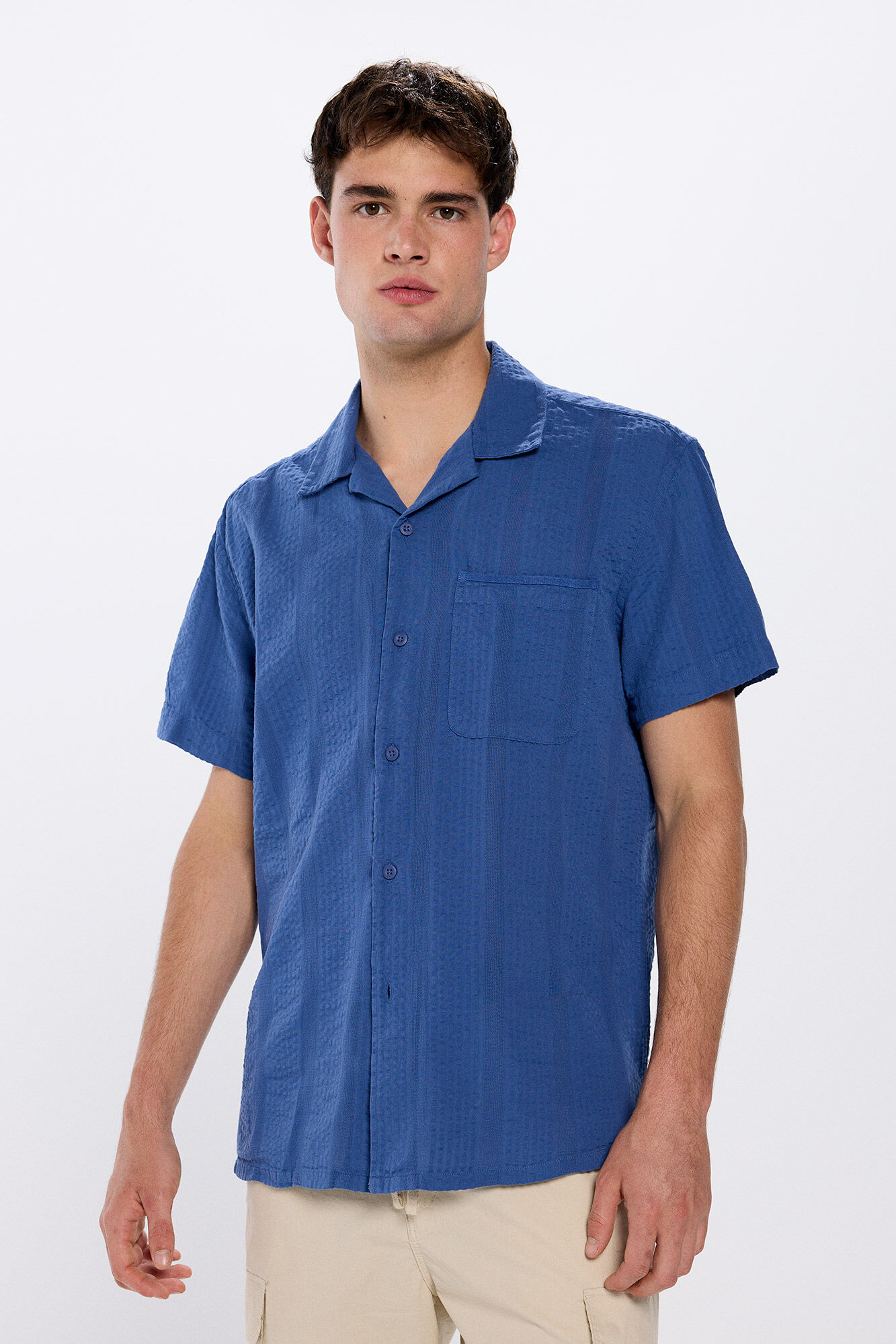 Springfield Camisa de manga curta jacquard leve
