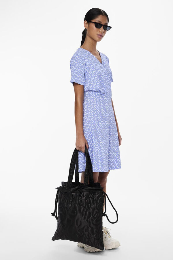 Pieces Vestido curto de manga curta azul