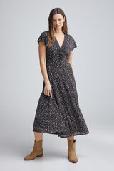 Springfield Vestido midi escote cenefa negro