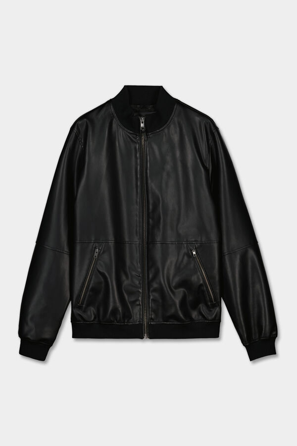 Springfield Blus&atilde;o com alto efeito pele preto