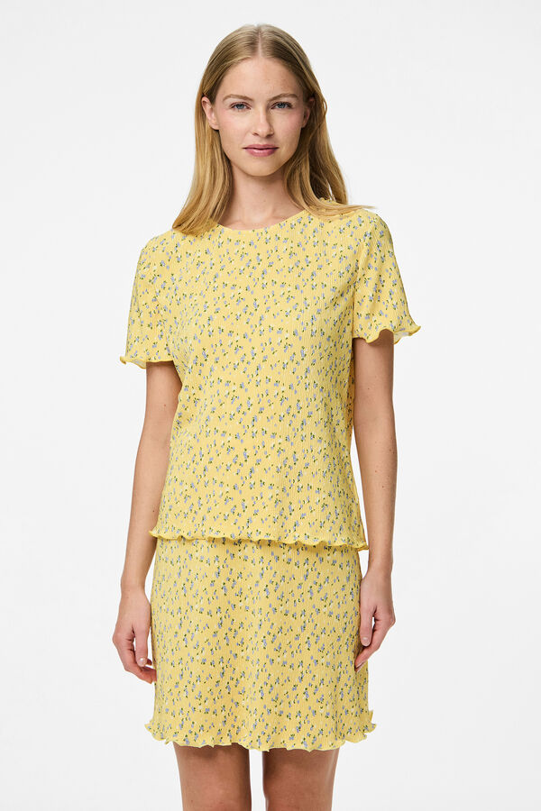 Pieces T-shirt de manga curta amarelo