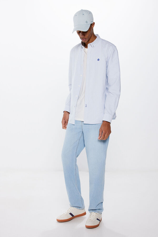 Springfield Camisa polo oxford riscas azul