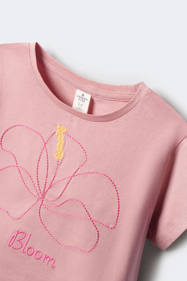 Springfield Kids Camiseta feminina hibisco rosa