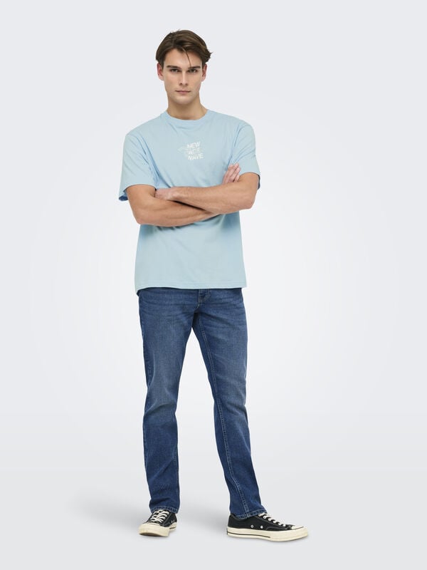 Only & Sons Camiseta manga corta print azul