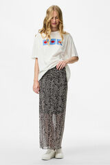 Pieces Falda transparente animal print con forro gris