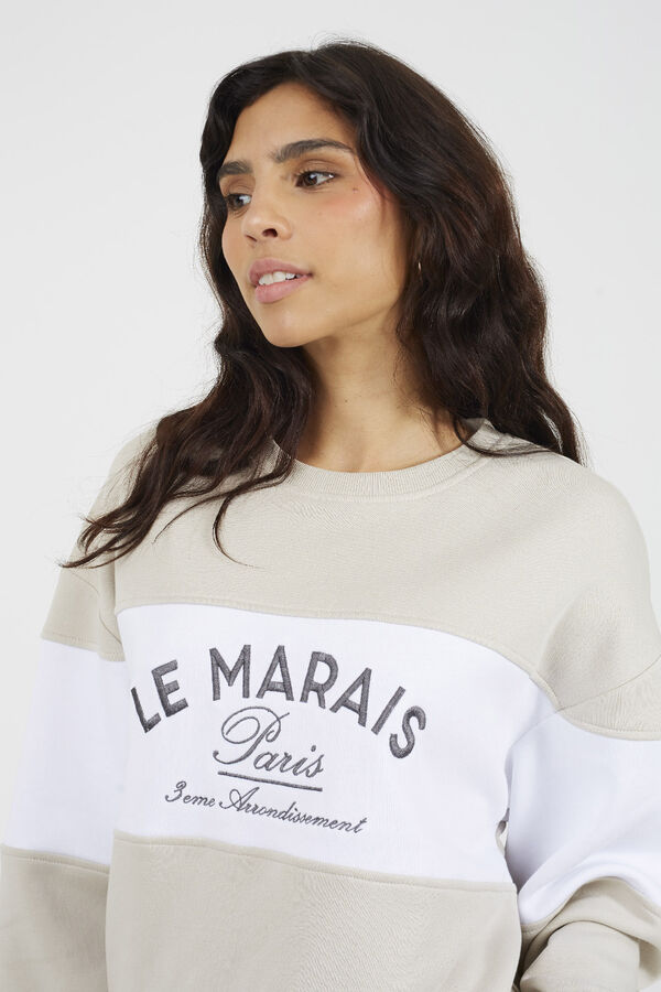 Brave Soul Sudadera con bordado marfil