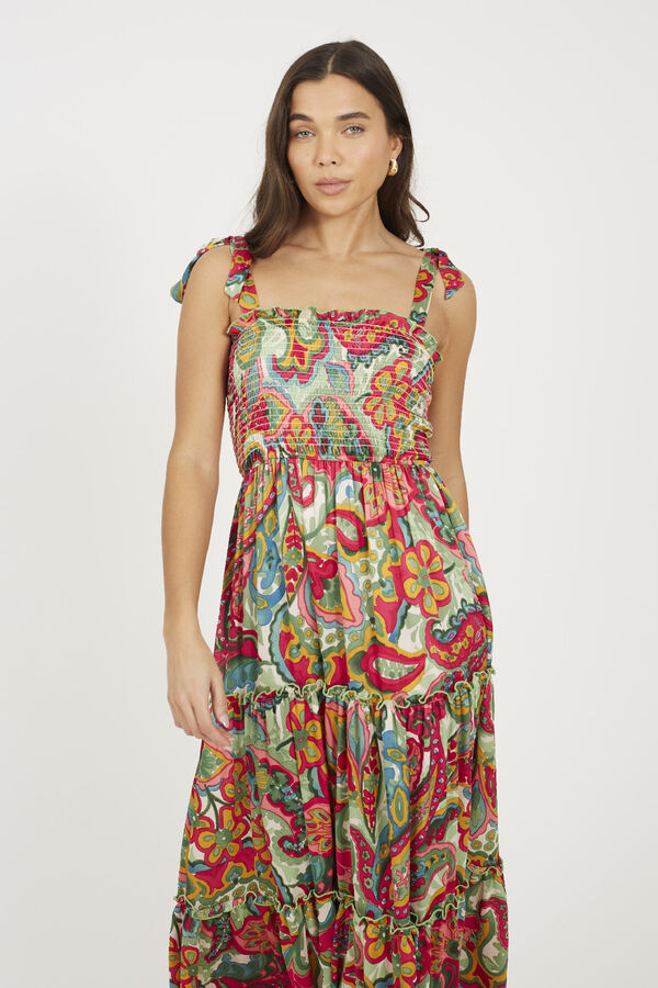 Brave Soul Vestido largo con fruncido en el pecho blanco