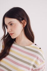 Springfield Camiseta rayas botones hombro beige