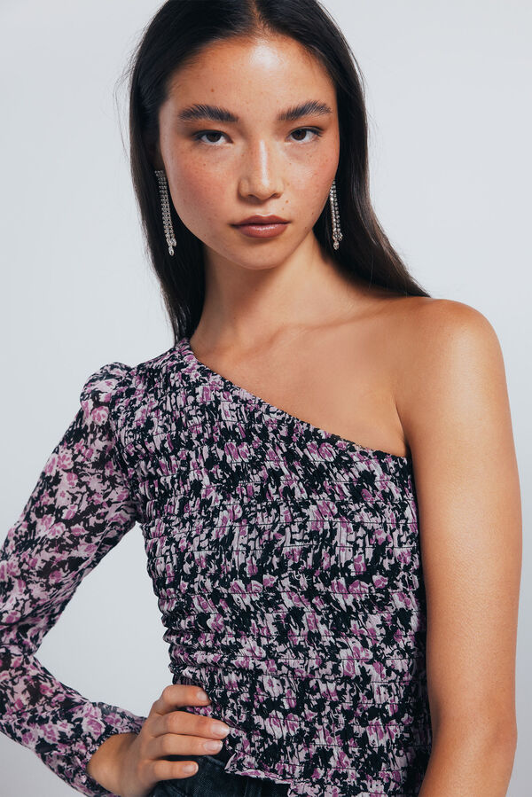 Springfield Blusa asim&eacute;trica smock negro