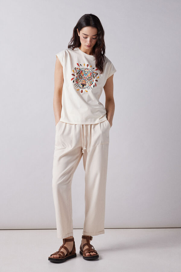 Springfield Camiseta gr&aacute;fica escote espalda beige