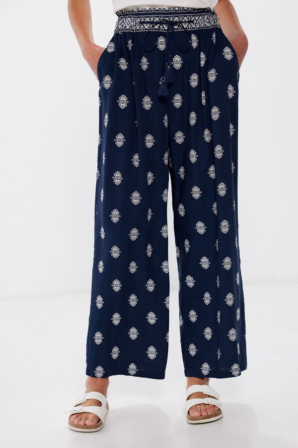 Springfield Pantalones palazzo viscosa r&uacute;stica azul