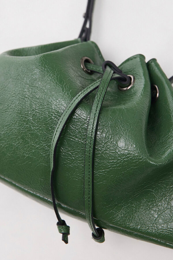 Topshop Bolso de hombro con cierre ajustable mediante cord&oacute;n verde