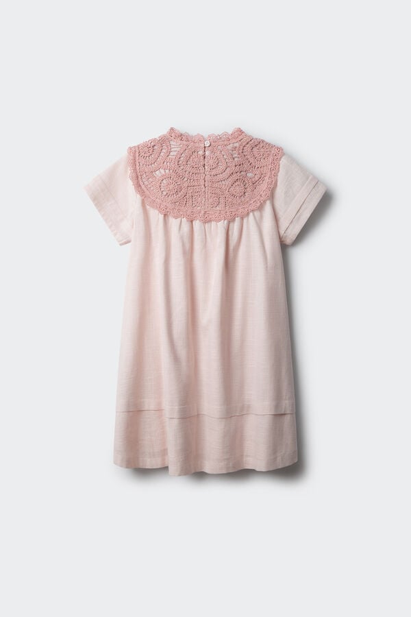 Springfield Kids Vestido de menina com gola em crochet rosa