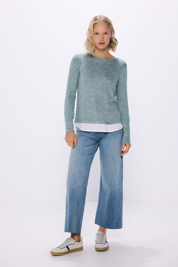 Springfield Camiseta punto cortado combinada verde