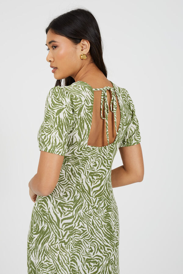 Brave Soul Vestido estampado de manga curta verde