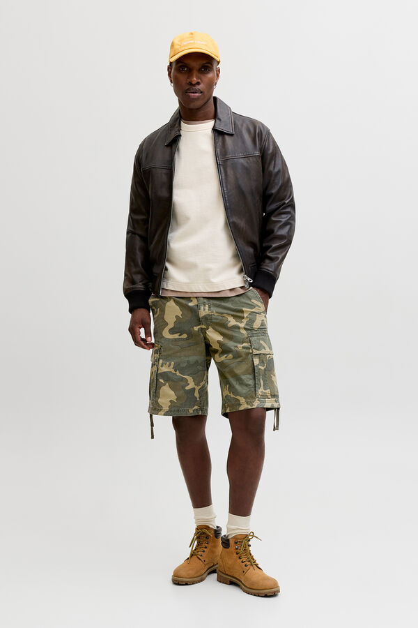 Jack & Jones Bermuda relaxed camuflagem verde