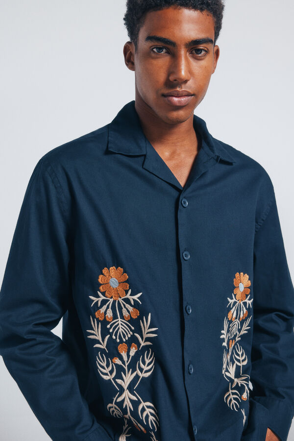 Springfield Sobrecamisa bordada azul