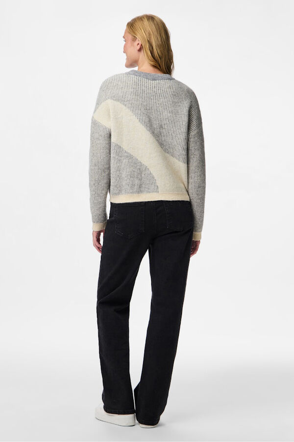 Pieces Jersey bicolor cuello contraste gris