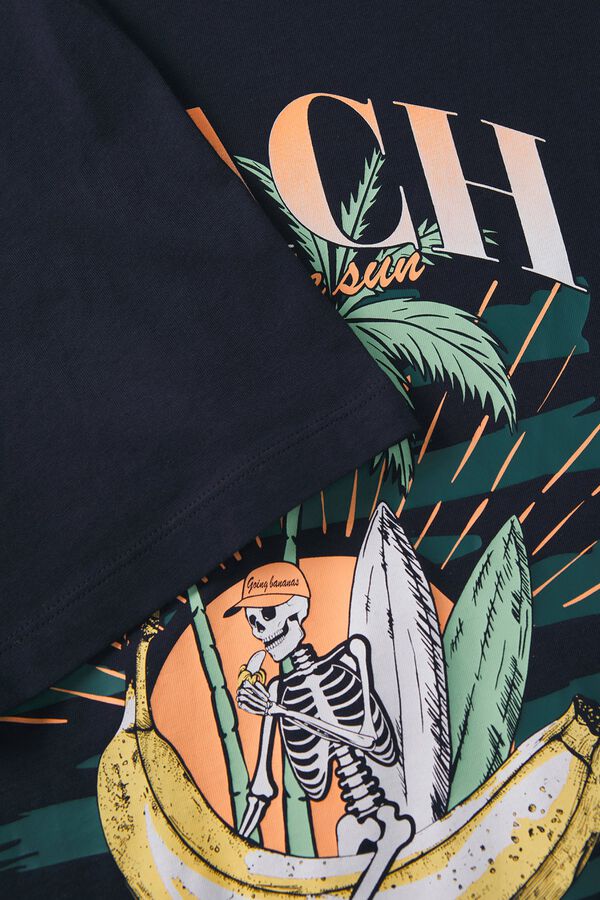 Jack & Jones T-shirt em algod&atilde;o estampada azul