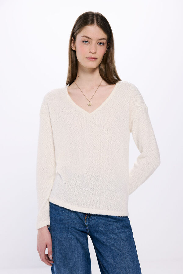 Springfield Camiseta de ombro em chenille de crochet estampado