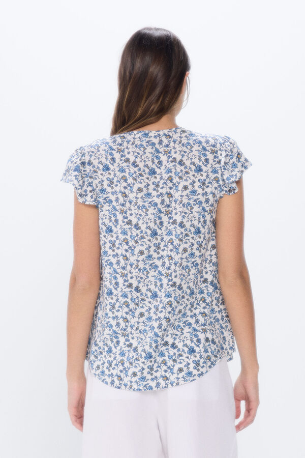 Springfield Blusa fluida estampada azul
