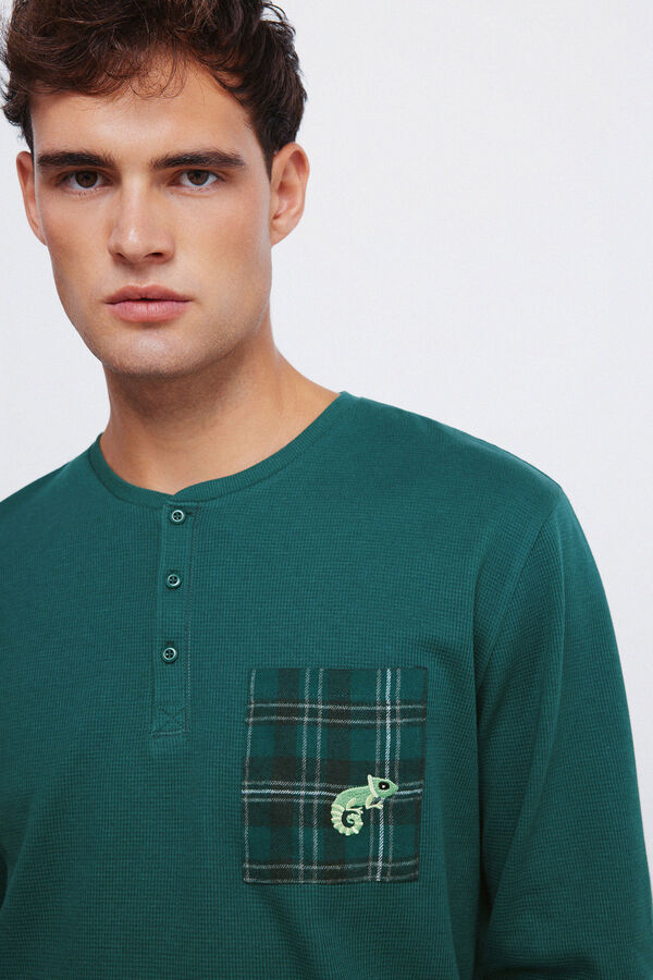 Springfield Pijama largo pantal&oacute;n cuadros verde