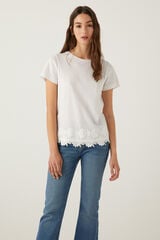 Springfield T-shirt bordada suíça cós branco