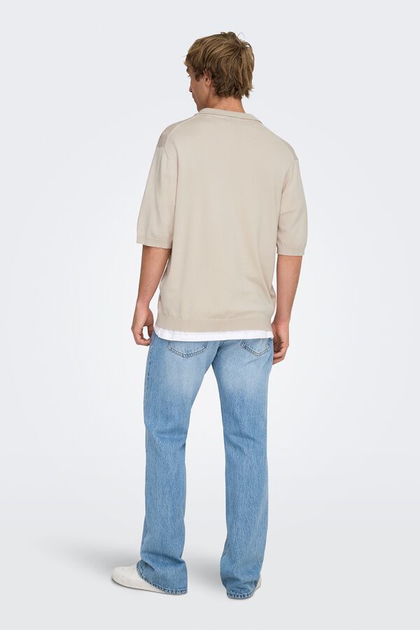 Only & Sons Polo de punto manga corta beige