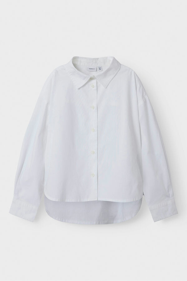 Name It Camisa de menina com baixo assim&eacute;trica branco