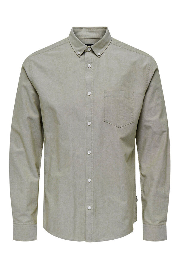Only & Sons Camisa de manga comprida Oxford verde