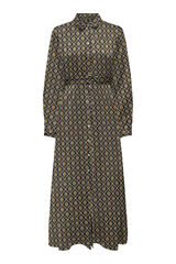 Only Vestido largo camisero satinado verde