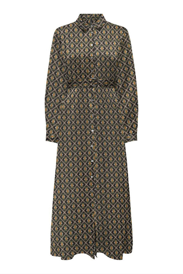 Only Vestido largo camisero satinado verde