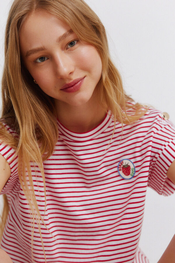 Springfield Camiseta rayas botones rojo