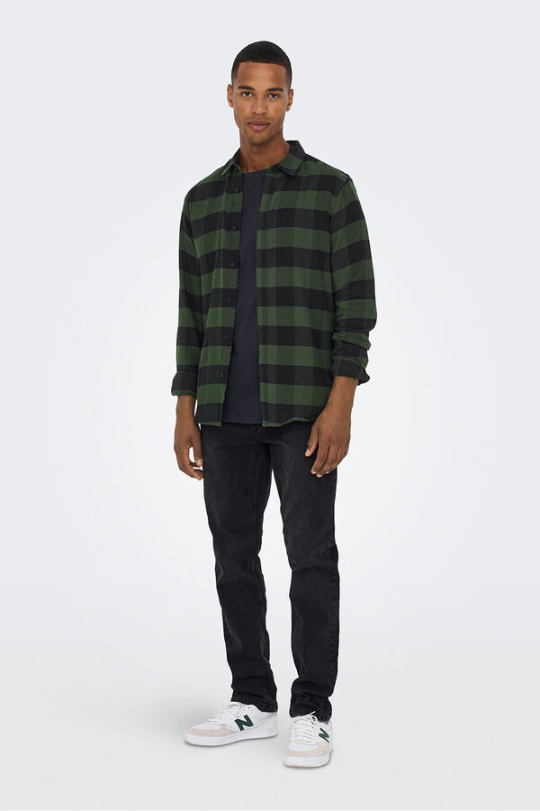 Only & Sons Camisa manga de manga comprida verde