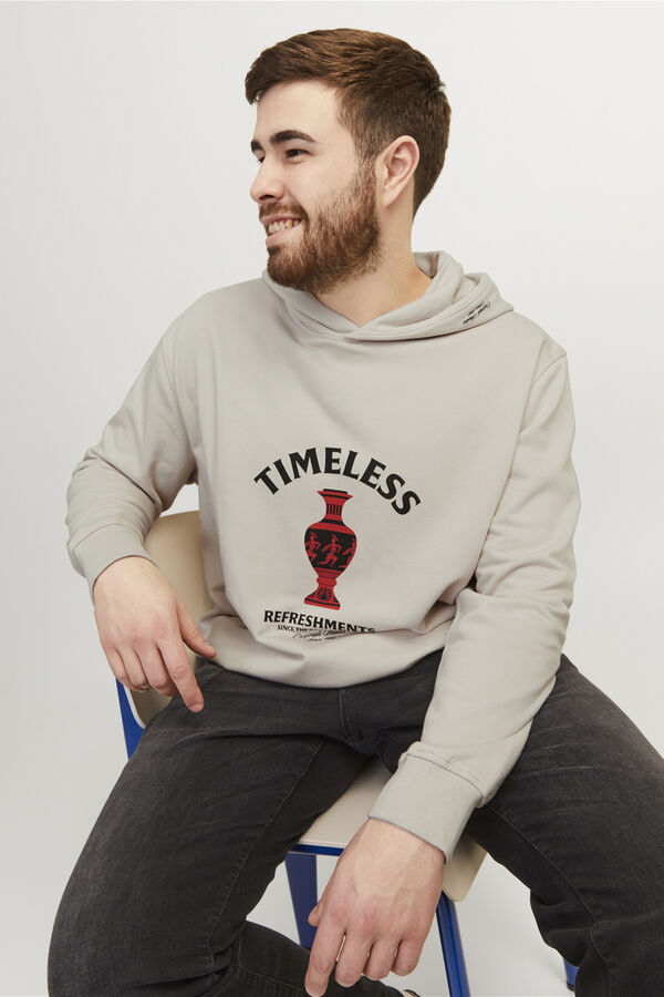 Jack & Jones PLUS Sudadera capucha con dibujo estampado PLUS gris