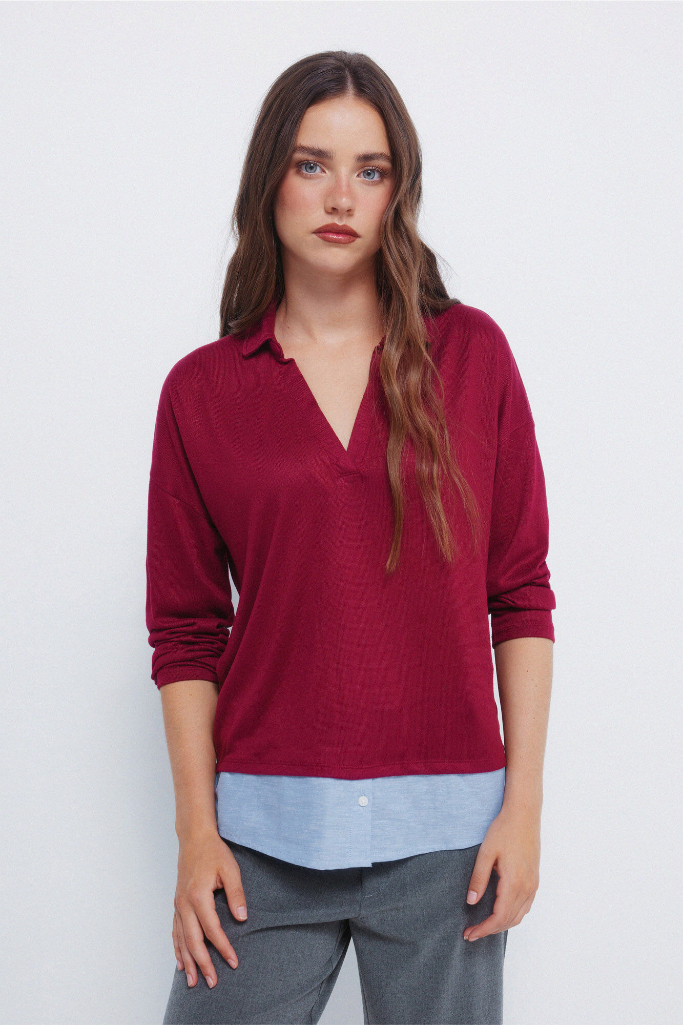 Springfield Polo de malha com corte combinado