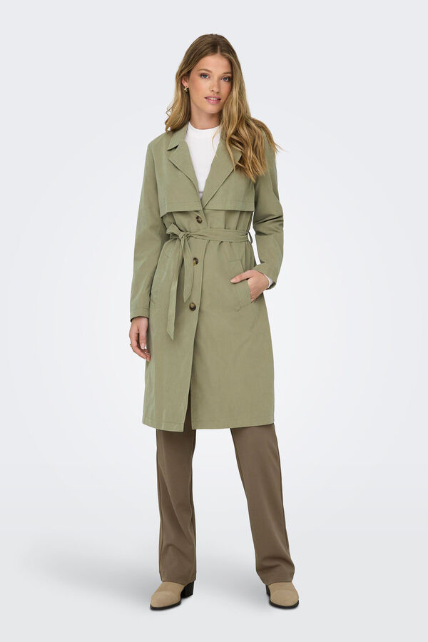 JDY Gabardina con botones verde