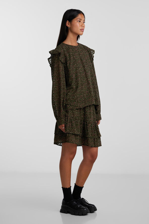 Pieces Blusa con volantes verde