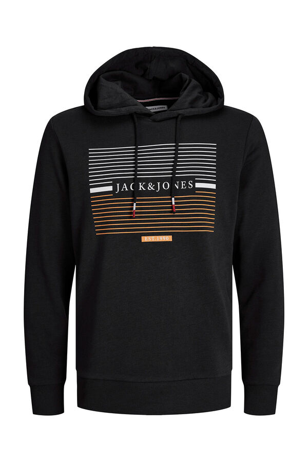 Jack & Jones Sweatshirt com capuz padr&atilde;o preto