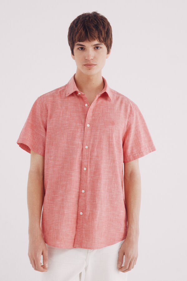 Springfield Camisa manga corta efecto lino rojo