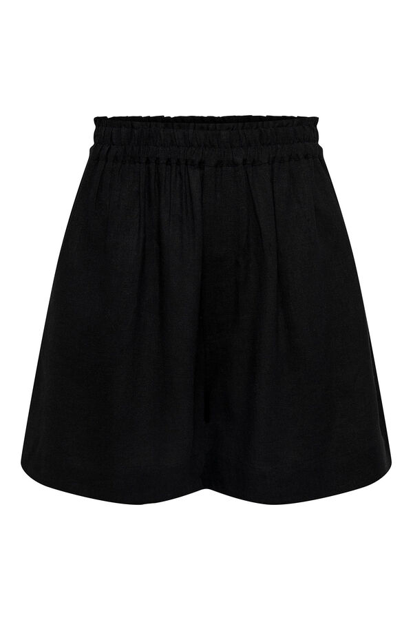 Only Calções fluidos de linho preto