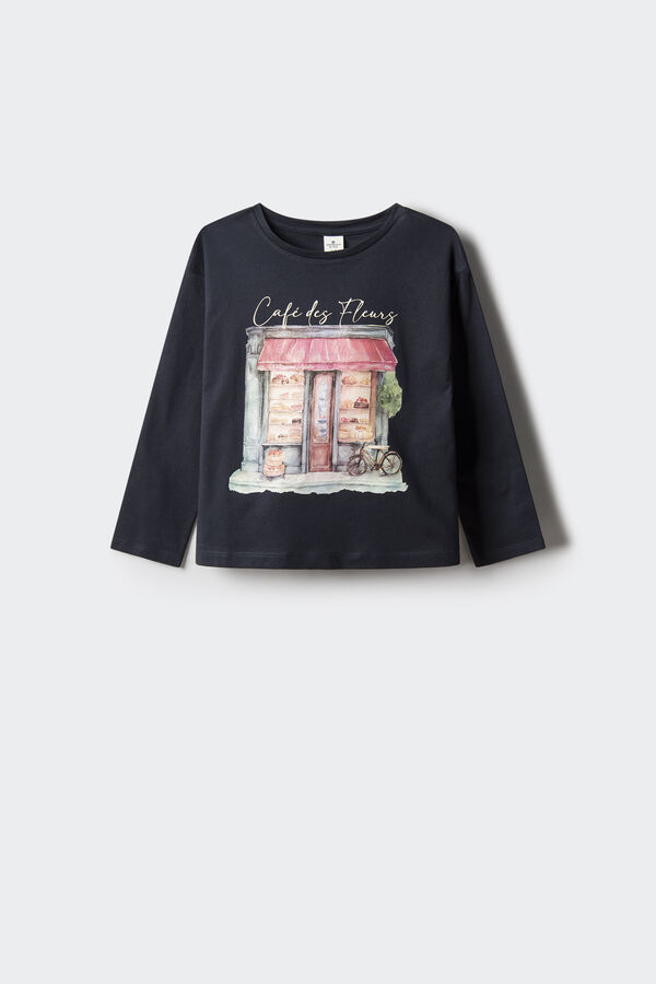 Springfield Kids Camiseta feminina Caf&eacute; Paris azul