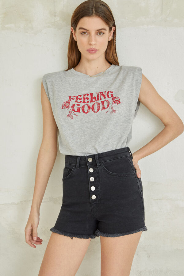Springfield Camiseta "Feeling Good" hombreras algodón orgánico gris claro