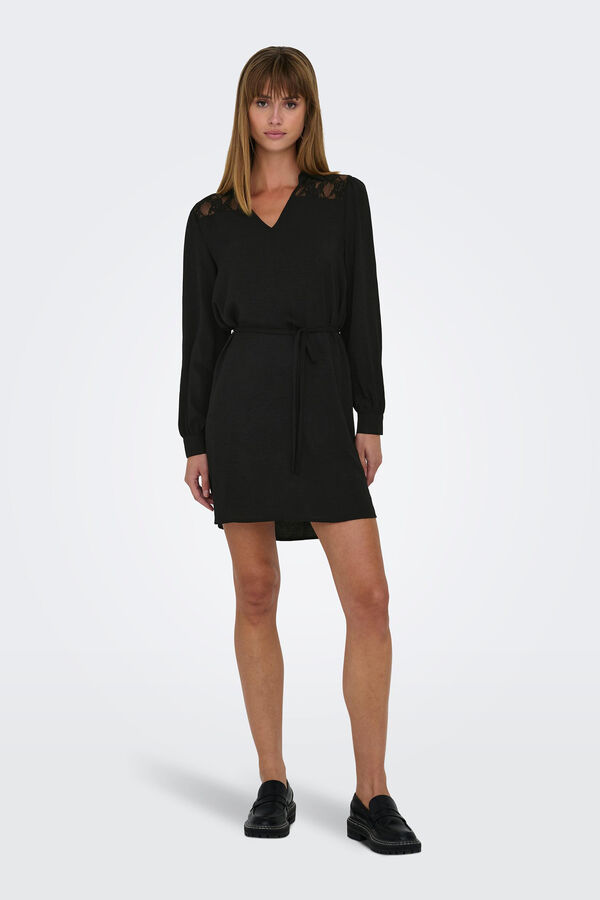 JDY Vestido curto com renda preto