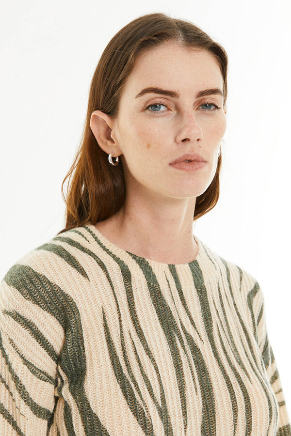 System Action Su&eacute;ter com efeito animal estampado verde