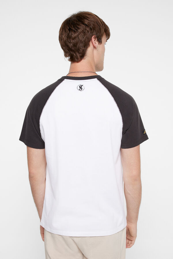 Superdry Camiseta gráfica Retro Rock con manga raglán blanco