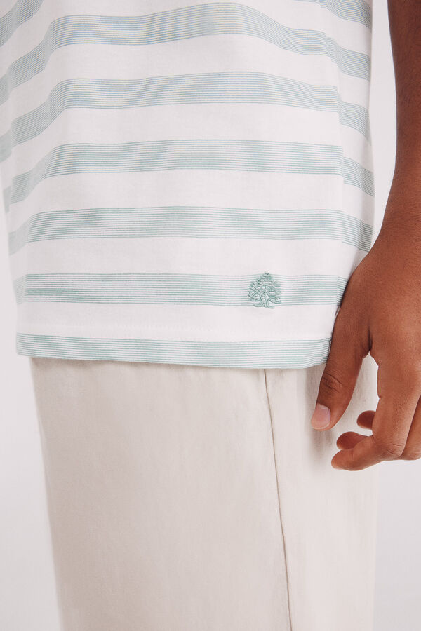 Springfield Camiseta microraya verde